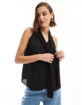 ASOS DESIGN - Черная блузка с шифоновым бантом