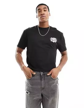ASOS DESIGN – Черная футболка короткого свободного кроя с принтом рыцарского герба на груди