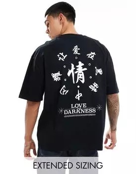 ASOS DESIGN – черная футболка оверсайз с белым принтом