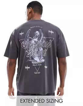 ASOS DESIGN – черная футболка оверсайз с принтом херувима на спине