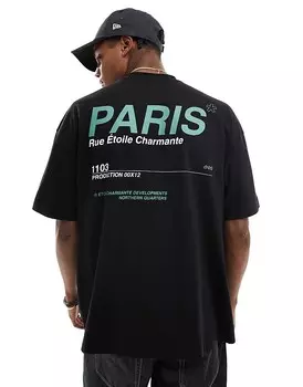 ASOS DESIGN – черная футболка оверсайз с принтом на спине