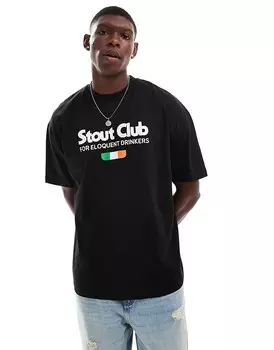 ASOS DESIGN – черная футболка оверсайз с принтом на груди