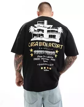 ASOS DESIGN – черная футболка оверсайз с принтом на спине