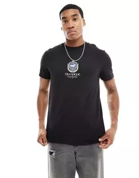 ASOS DESIGN - Черная футболка с эмблемой на груди