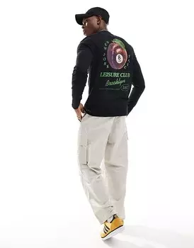 ASOS DESIGN – черная футболка с длинными рукавами и фруктовым принтом на спине