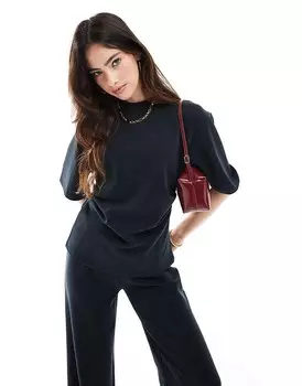 ASOS DESIGN - Черная футболка с корсетом на талии, часть комплекта