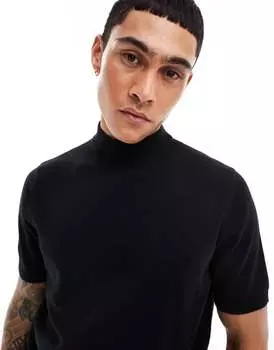 ASOS DESIGN – черная футболка с водолазкой из легкой хлопковой ткани