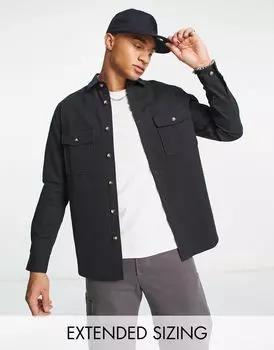 ASOS DESIGN - Черная хлопковая куртка-рубашка