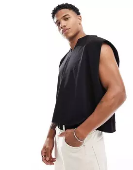 ASOS DESIGN – черная короткая футболка oversize с V-образным вырезом