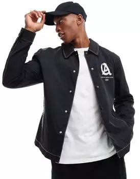 ASOS DESIGN – черная легкая куртка Harrington с принтом на спине