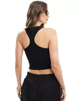 ASOS DESIGN – Черная майка с вырезом и спиной-борцовкой