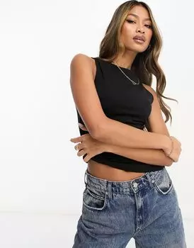 ASOS DESIGN - Черная майка с высоким воротником