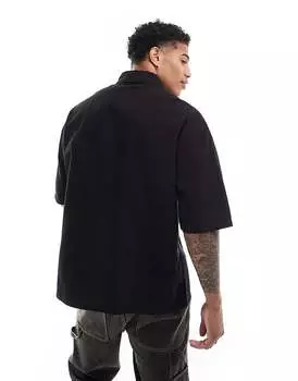 ASOS DESIGN – черная рубашка оверсайз на молнии в стиле 90-х