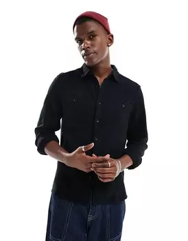 ASOS DESIGN – черная рубашка с вафельной текстурой