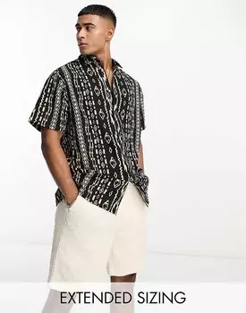 ASOS DESIGN – черная рубашка свободного кроя с ацтекским узором