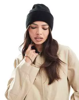 ASOS DESIGN – Черная шапка плотной вязки с двойным подкатом