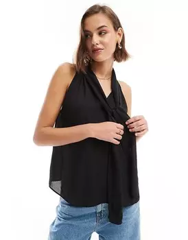 ASOS DESIGN – Черная шифоновая блузка с галстуком