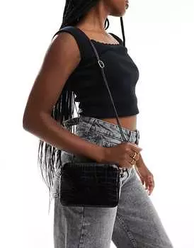 ASOS DESIGN – Черная сумка через плечо с узором под кожу крокодила 3р