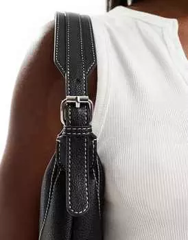 ASOS DESIGN – Черная сумка через плечо с контрастной строчкой