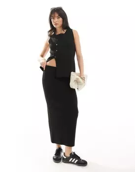 ASOS DESIGN - Черная трикотажная юбка миди, часть комплекта
