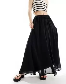 ASOS DESIGN – черная юбка-макси с годетами