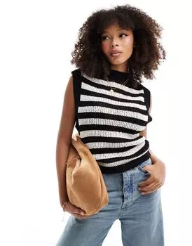 ASOS DESIGN - Черно-белый вязаный жилет
