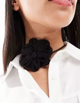 ASOS DESIGN – черное колье-чокер с декорированным букетом