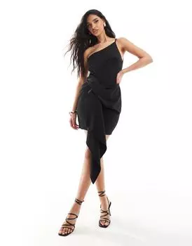 ASOS DESIGN – черное мини-платье премиум-класса с драпировкой и контурированными бедрами