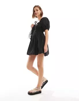 ASOS DESIGN – Черное мини-платье с пышной юбкой и рюшами