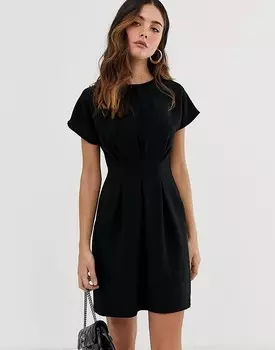 ASOS DESIGN – Черное мини-платье со складками на талии