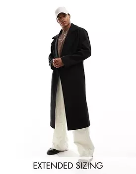 ASOS DESIGN – черное пальто оверсайз с имитацией шерсти