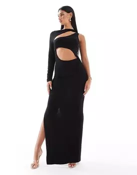 ASOS DESIGN – черное платье макси на одно плечо с вырезом