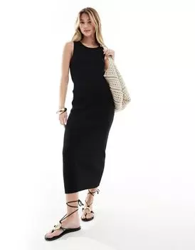 ASOS DESIGN – черное трикотажное платье миди в стиле футболки