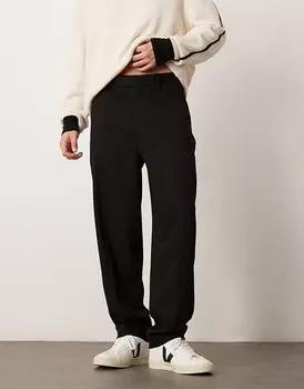 ASOS DESIGN – черные элегантные брюки оверсайз с зауженными штанинами из фактурного материала