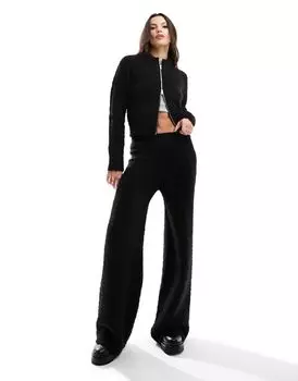 ASOS DESIGN - Черные брюки из пушистой пряжи, входят в комплект