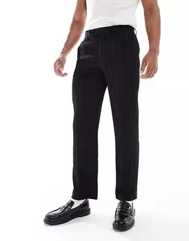ASOS DESIGN – черные фактурные костюмные брюки прямого кроя