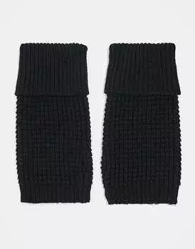ASOS DESIGN – Черные грелки для рук вафельной вязки