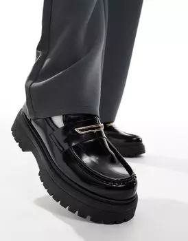 ASOS DESIGN – Черные лоферы на массивной подошве с уздечкой