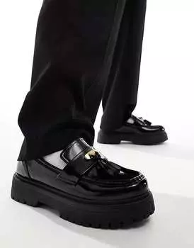 ASOS DESIGN – черные лоферы на толстой подошве и кисточками
