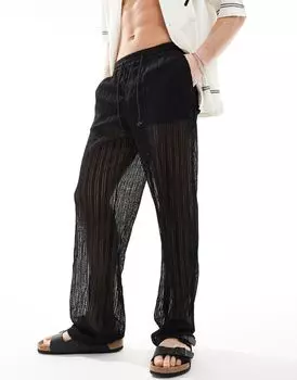 ASOS DESIGN – черные мешковатые брюки крючком