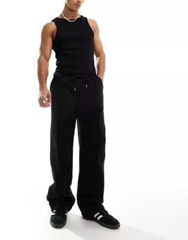 ASOS DESIGN — Черные объемные джоггеры с широкими штанинами