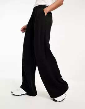 ASOS DESIGN - Черные широкие брюки с плоской передней частью