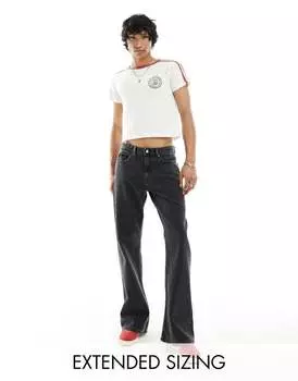 ASOS DESIGN – черные широкие джинсы из денима с потертым эффектом