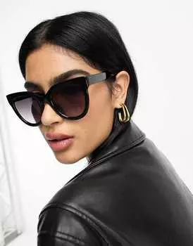 ASOS DESIGN – Черные широкие солнцезащитные очки «кошачий глаз» в толстой оправе