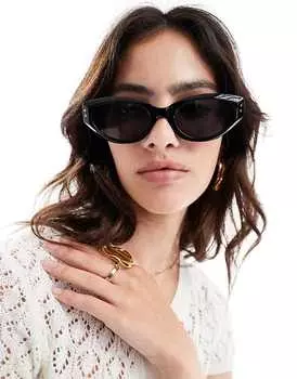 ASOS DESIGN – Черные солнцезащитные очки «кошачий глаз» с более глубокими линзами