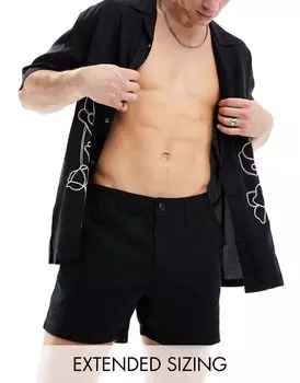 ASOS DESIGN – черные узкие льняные шорты