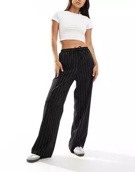 ASOS DESIGN – Черные зауженные брюки в полоску без шнурков