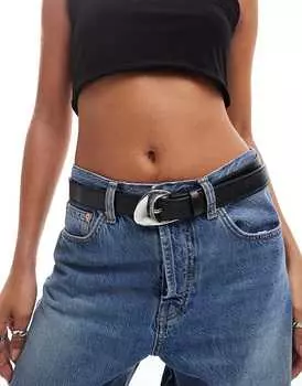 ASOS DESIGN – Черный джинсовый ремень на бедре и талии с угловой пряжкой