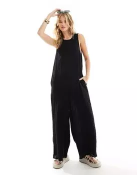 ASOS DESIGN – черный комбинезон-кюлот с круглым вырезом