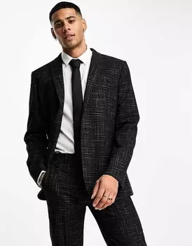 ASOS DESIGN – черный пиджак узкого кроя с узором в виде штриховки
